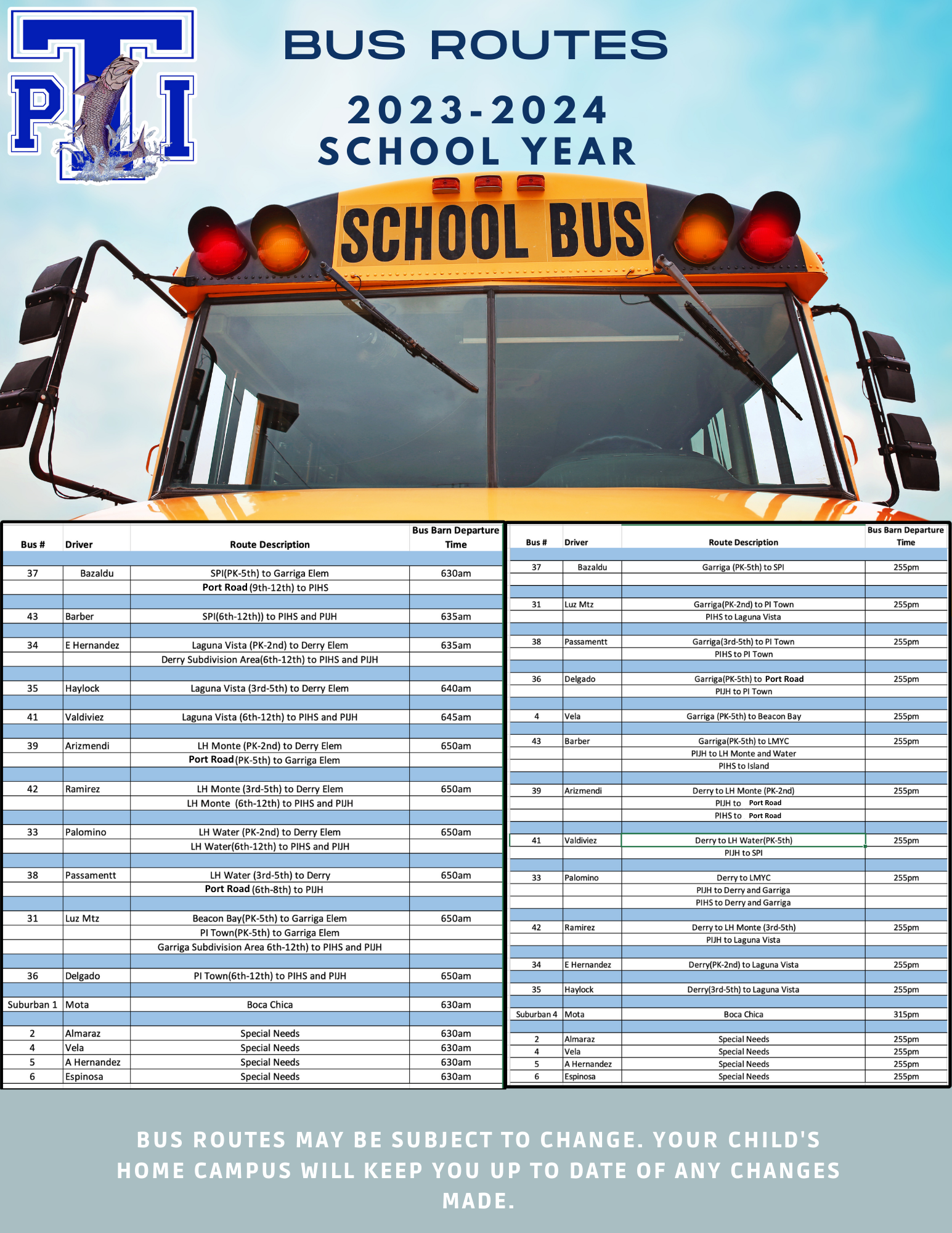 Point Isabel ISD Bus Routes